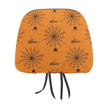 Imagem de Verde turquesa engraçado cacto e suculentas personagens sem costura 1 peça universal capa protetora de encosto de cabeça para assento de carro, capa macia para encosto de cabeça de carro, acessórios