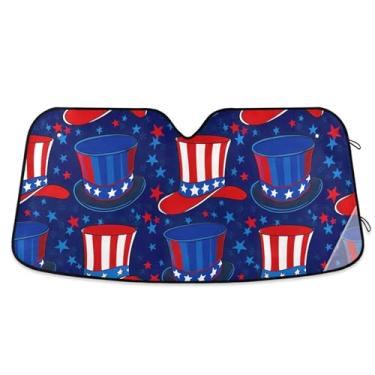 Imagem de Red Hats Circus Magic Star Protetor solar azul para para-brisa de carro personalizado dobrável pára-brisa automotivo guarda-sol animal floral L, 144,8 cm x 80 cm