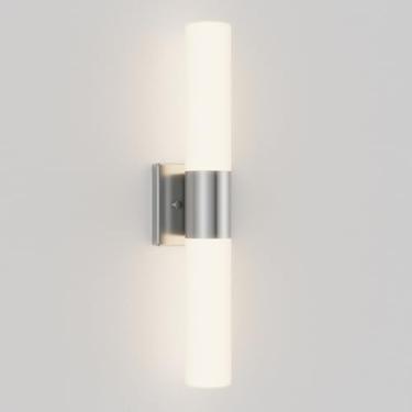 Imagem de Kalium Luminária de parede para banheiro, luzes modernas de 53 cm com persiana de vidro fosco, arandelas internas, lâmpadas de decoração de parede para banheiros, sala de estar, escadas, quarto (prata