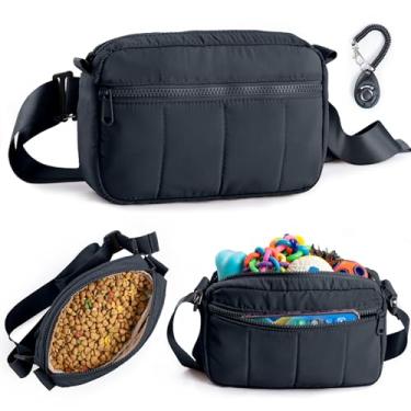 Imagem de CLAWIST Bolsa de petiscos fashion para cães com clicker elegante bolsa tiracolo para passear para cães, bolsa 3 em 1 para treinamento de cães com forro impermeável removível, bolsa de cintura para
