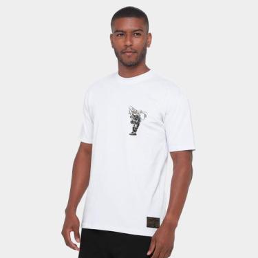 Imagem de Camiseta Santos Futebol e Arte Masculina - WANTED, Branco, EGG