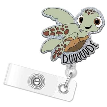 Imagem de 1 porta-crachá retrátil de desenho animado com tema de dinossauro, zoológico, mar, para escola, escritório
