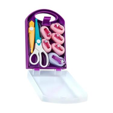 Imagem de oshhni Conjunto de 6 furadores de papel para artesanato com tesoura, furador versátil para artesanato DIY, ideal para revistas, cartões e papelão.