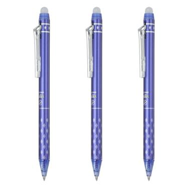 Imagem de PATIKIL 3 peças de canetas de gel apagáveis, caneta de marcação retrátil de 0,5 mm de ponta fina apagável ao calor, marcadores de tecido de escrita suave para costura, desenho, planejador de escrita