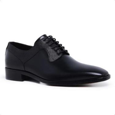 Imagem de Sapato Derby Social Scatamacchia em Couro Preto Premium Sola Couro LI-03-Masculino