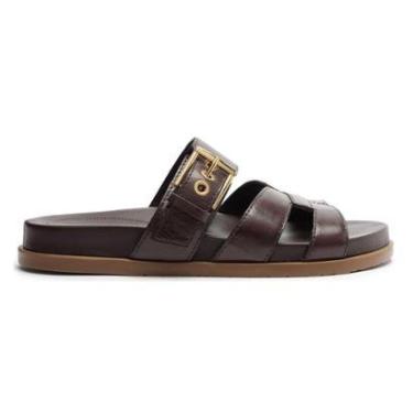 Imagem de Sandália Rasteira Couro Fivela Lançamento Arezzo Cor:;Tamanho:39-Feminino
