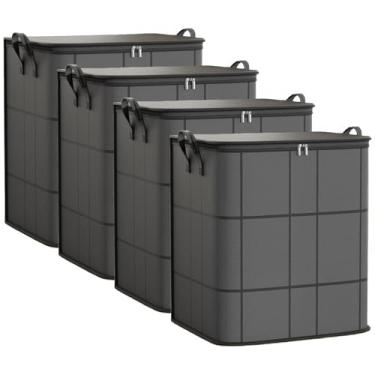 Imagem de HausArtX Pacote com 3 sacos grandes de armazenamento de roupas, recipientes de armazenamento organizadores de armário, caixas de armazenamento dobráveis com alças reforçadas, zíperes resistentes, para