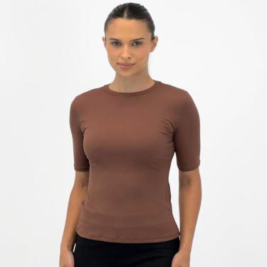 Imagem de Blusa Alpelo Canelada Básica Manga Curta Feminina-Feminino