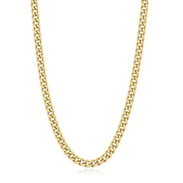 Imagem de sovesi Corrente de elos cubanos de 3,5/5 mm para homens, tom prateado/preto/banhado a ouro 14K, corrente masculina de 40 a 71 cm, joia de presente, 16 inches, Aço inoxidável, Sem Pedra Preciosa