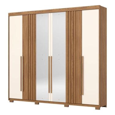 Imagem de Guarda Roupa Casal Norton 6 Portas Nature Off White com Espelho - Henn