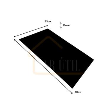 Imagem de Tábua de Corte Preta Antibacteriana 10mm em Polietileno para Carnes, Legumes e Alimentos Diversos com Vários Disponíveis (40x25)