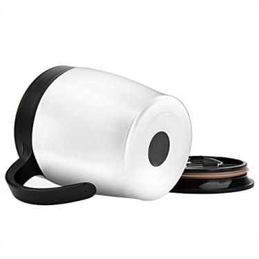 Imagem de Ymiko Caneca de café Isolada de Aço Inoxidável Com Tampa e Colher para Escritório e Viagem Branca (Branco)
