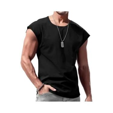 Imagem de Camiseta sem mangas respirável masculina, blusa de alças solta, esport