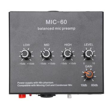 Imagem de RiToEasysports Pré-amplificador Fono, Amplificador de Ganho de Microfone de Metal, Fonte de Alimentação de 48V, Pré- para Condensador Dinâmico XLR (Com cabo de som de 3,5 mm)