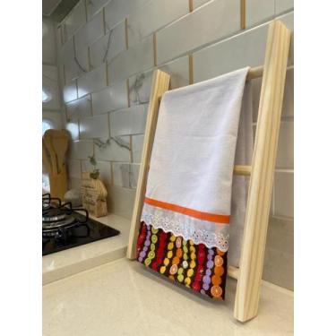 Imagem de Escadinha Porta Pano de Prato Copa Toalha Pia Cozinha Decoração - Lign