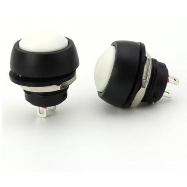 Imagem de Mini interruptor PBS-33b de 2 pinos 12 mm 12 V 1A à prova d'água momentâneo interruptor de botão desde a redefinição sem travamento (branco)