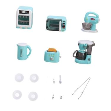 Imagem de Dynwave Conjunto de eletrodomésticos de cozinha em miniatura para meninas e meninos, modelo de cenário para brincadeira de faz-de-conta, enfeites, conjunto de, Azul