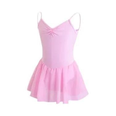 Imagem de Vestido de balé com saia para meninas, collant ginástico, trajes de da