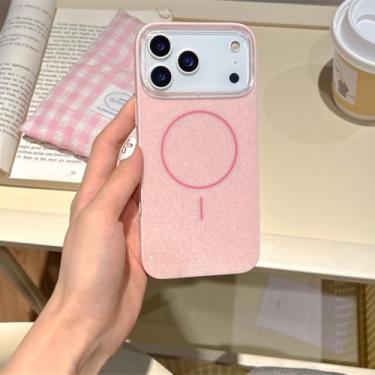 Imagem de SFDSUH Capa magnética de luxo com glitter para iPhone 16 Pro, compatível com carregamento sem fio e à prova de choque (para iPhone 16 Pro/Rosa)
