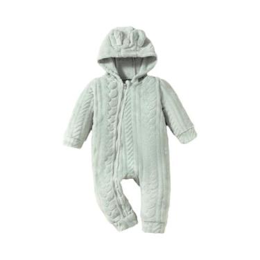 Imagem de Macacão De Pelúcia Com Capuz Xadrez Para Bebês Meninos E Meninas, Mang