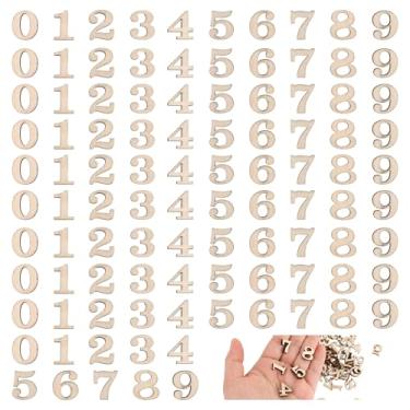 Imagem de 200 Conjunto de Números Madeira de 0 a 9, Dígitos Madeira Sem Acabamento para Artesanato DIY Decoração Casa Grade Classificação Jogos Matemáticos Educativos e Decorações Festa