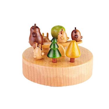 Imagem de pcagfaajmh Caixa de música colecionável, caixa de música sonhadora, artesanato de madeira, ornamentos de presente de aniversário (cor: Cor da imagem Tamanho: 11 x 11 x 8,8 cm)