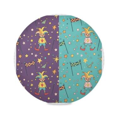 Imagem de Wassud Jogo americano Mardi Gras Jester Tapetes de mesa redondos para cozinha e jantar tapetes laváveis resistentes ao calor decoração de mesa 39 cm