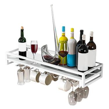 Imagem de pcagfaajmh Suporte de parede para taças de vinho, cabide de metal para taças de vinho, fácil de instalar, prateleira de armazenamento de vinho, suporte de exibição multifuncional, para bar e cozinha