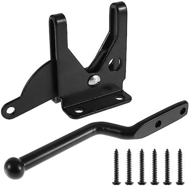 Imagem de Trava de portão com trava automática para uso pesado, trava de porta de segurança resistente ao clima, alavanca automática com parafusos para portão de jardim, cerca, portão de madeira