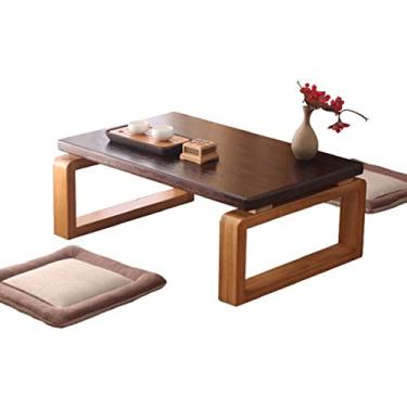 Imagem de AkosOL Mesa de centro de madeira, sala de estar, mesa de centro, mesa de piso baixo, varanda, mesa de chá, mesa de jantar baixa, 80 x 50 x 30 cm