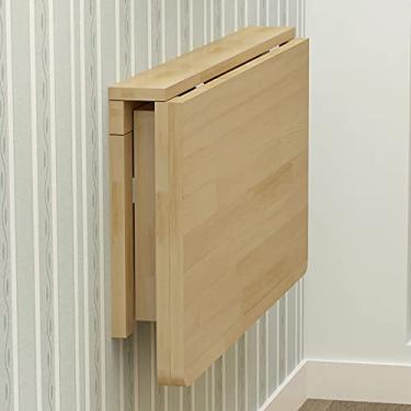Imagem de Mesa dobrável de folhas suspensas, mesa de jantar de madeira, bancada dobrável para economia de espaço, mesa suspensa flutuante, para casa, escritório, espaços pequenos (tamanho: 80 x 50 cm/31,5 x