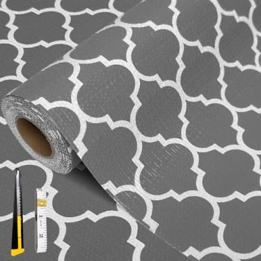 Imagem de FreeNook Forro de prateleira e gaveta para armários de cozinha não adesivos, forros de gaveta espessos antiderrapantes para cômoda, forro de armário com faca e fita métrica, cinza, 30,5 x 30,5 m