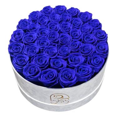 Imagem de Presentes para mulheres, caixa de flores de rosas preservadas, caixa de veludo de luxo com 40 rosas, flores preservadas, presente romântico para ela, esposa, namorada, aniversário de aniversário de