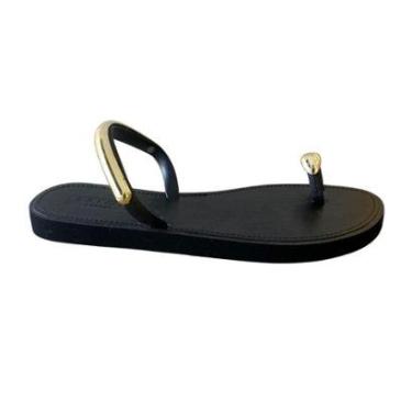 Imagem de Sandália Rasteira Detalhes Dourados Lançamento Arezzo Brizza-Feminino