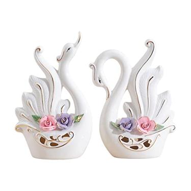 Imagem de Wswqop 2 Estatuetas Brancas, Estátua Moderna, Escultura, Ornamento, Peça Central para Estante, Sala de Estar, Decoração, Presente de Casamento, Estilo D