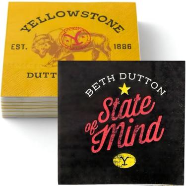 Imagem de Guardanapos descartáveis Yellowstone Dutton Ranch para bebidas - 12,7 cm (16 unidades), guardanapos de papel com 2 camadas, absorventes e prontos para fotos - perfeitos para festas de relógio