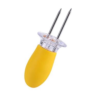 Imagem de 8 Peças Espeto de Aço Inoxidável para Milho na Ears Suporte Garfos Pontes Churrasco Cozinha Festa Armazenamento Recuperação Fácil Metal Robusto Cabos