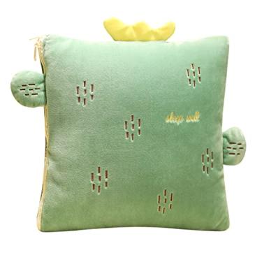 Imagem de Travesseiro Manta 2 em 1 Plegável de Estender para Casa Escritório Carro Sofá com Fechamento Zíper Lateral Travesseiros Patchwork Descanso Quente Leitura e Quarto Arrumado