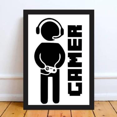 Imagem de Quadro Decorativo Gamer 24X18Cm - Com Vidro - Madeira Preta