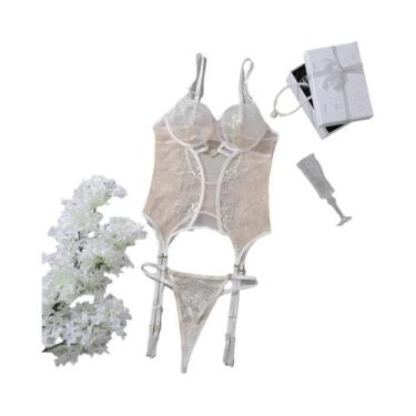 Imagem de Conjunto De Lingerie Feminina Sexy De Renda Ultrafina Em Malha AVELINE