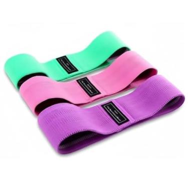 Imagem de Kit 3 Faixas Elásticas Hip Bands Antiderrapantes para Glúteos Pernas e Treino Funcional em Casa ou Academia