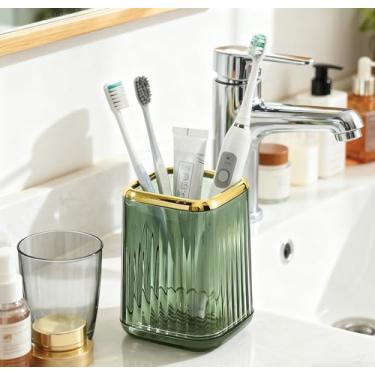 Imagem de Porta-escova de dentes verde fosco 355 ml Suporte de pasta de dente elétrica para banheiro acessórios de bancada organizador de escova de dentes