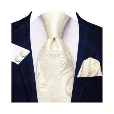 Imagem de Conjunto De Gravata, Abotoaduras E Lenço De Bolso Masculino Para Casam