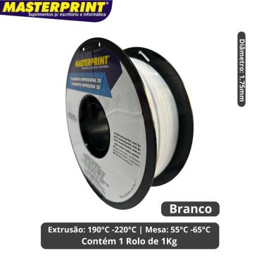 Imagem de Filamento 3D - PLA Branco - Rolo 1KG (1.75mm)