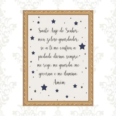 Imagem de Quadro Moldura Dourada Santo Anjo Estrelinhas 45X34Cm
