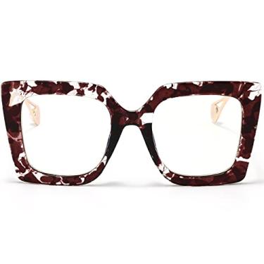 Imagem de AIEYEZO Óculos De Grau Grandes Com Proteção Contra Luz Azul Para Mulheres, Antifadiga E Antidor Cabeça Computador (Floral Marrom)