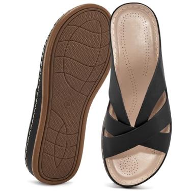Imagem de Alicegana Sandálias femininas sapatos de plataforma: sandálias elegantes de verão plataforma baixa confortáveis sandálias de praia para caminhada para mulheres 2026, Preto, 41
