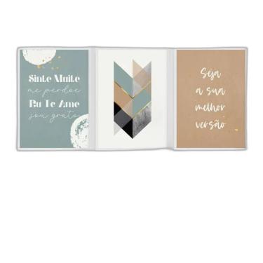 Imagem de Kit 3 Quadros Ho`Oponopono Abstrato 33X24Cm Branca