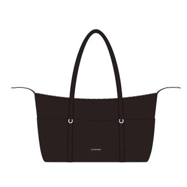 Imagem de LOVEVOOK Sacola feminina, bolsa de trabalho, bolsa de ombro de viagem com zíper para professores, enfermeiras, academia, Chocolate, 15.6 inch-Small, Bolsa