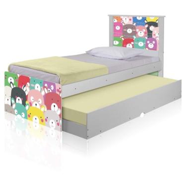 Imagem de Bicama Juvenil Adesivada Ursinhos Coloridos Com Colchões